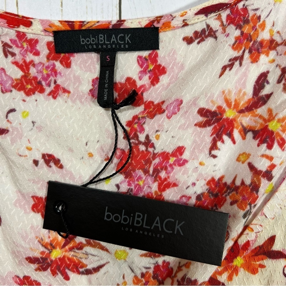 Bobi Black | Floral Ruffle Surplice Mini Dress | S - Picture 8 of 11